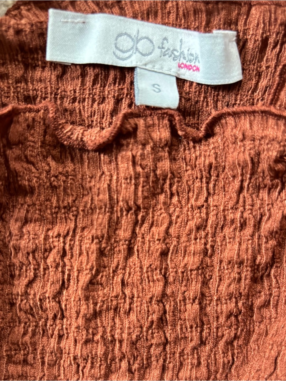 Smocked Ruffle Strap Crop Tank Top - Rust Brown - Picture 2 of 2